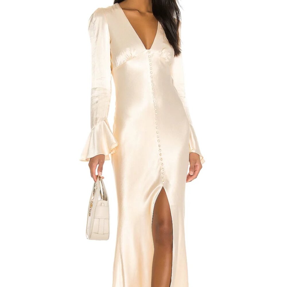 NEW Shona Joy La Lune Frill Cuff Bias Midi Dress - Picture 5 of 10